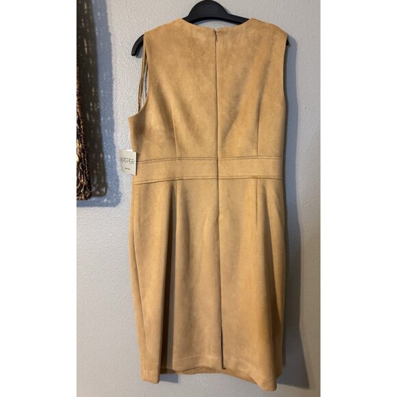 Kasper Sheath Dress 16P 16 P Sleeveless Stretch Doe Golden Camel Brown NWT - Picture 11 of 15